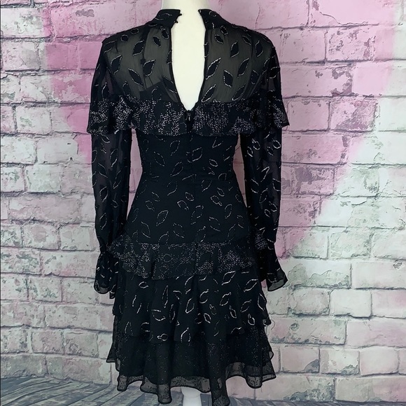 Bcbgmaxazria metallic clip dot ruffle dress 0 NWT - Picture 3 of 8